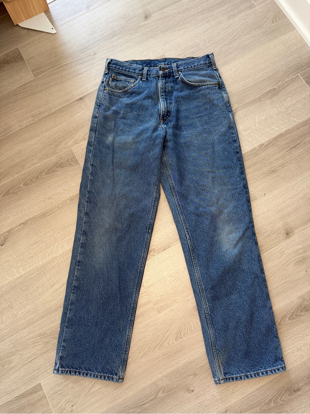 Carhartt Flannel Lined Jeans Medium Wash Relaxed Fit Mens ~30x30